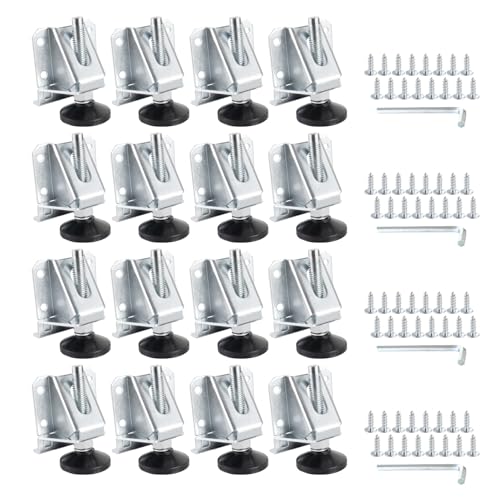 POWERTEC Leveling Feet 16PK, Heavy Duty Adjustable Furniture Leg Levelers with Nylon Foot, Screws & Lock Nuts for Workbenches, Cabinets, Tables & Shelving (71136-P4) - size: Leg Leveler, Set of 16