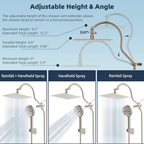 Hibbent All Metal cUPC Certified High Pressure Rainfall 8'' Shower Head - color: Brushed Nickel, style: Square 8''