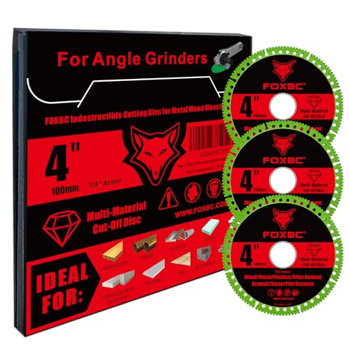 FOXBC 4 Inch Indestructible Multi-Material Cut Off Disc for Angle Grinders, 7/8" Arbor - 3 Pack