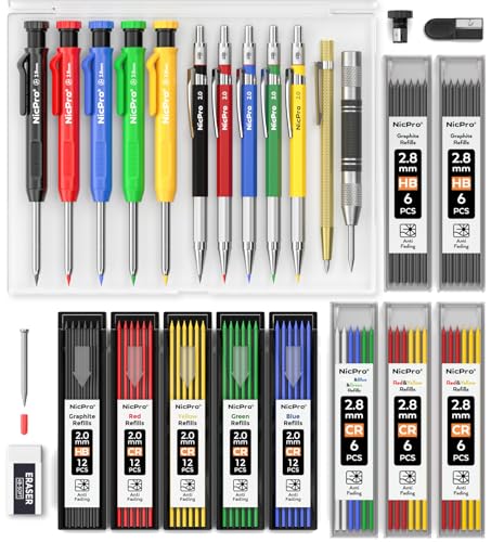 Nicpro 27 Pack Carpenter Pencils for Woodworking - size: 1 Count (Pack of 27)