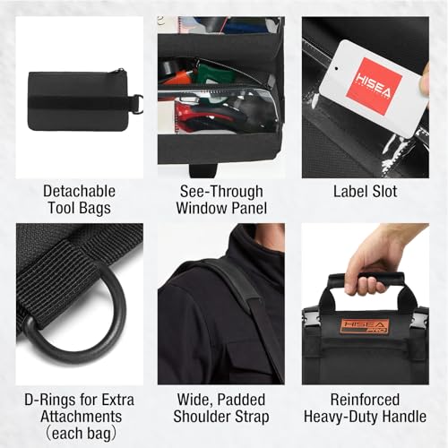 HISEA Roll Up Tool Bag Organizer, 27"*14" Portable Heavy Duty Tool Roll Bag - color: Black