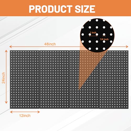 Ultrawall Metal Peg Board Panels with Hooks, Garage Pegboard Tool Organizer - size: 4pack 24"X12"