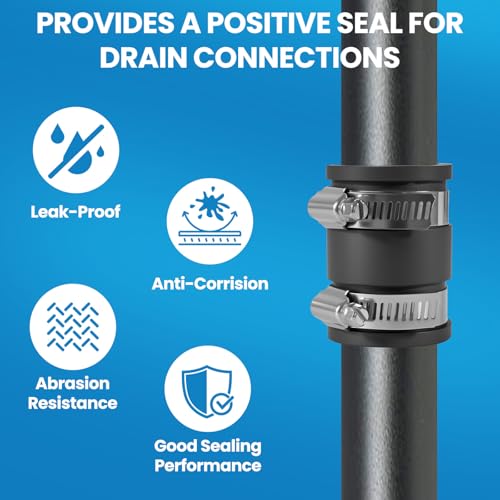2 Pcs 1 IN Flexible PVC Pipe Coupling with Stainless Steel Clamps Fit 1 IN Nominal Pipes, Couplers for Plastic and Copper Pipe Plumbing Connections, Drain Repair, Dust Hose - size: 1 in
