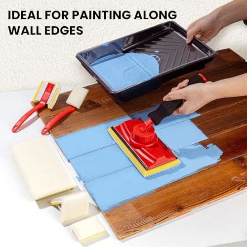 Mister Rui Paint Edger Tool Kit, 9 PCS Paint Pad with Tray for Walls - color: Black Tray