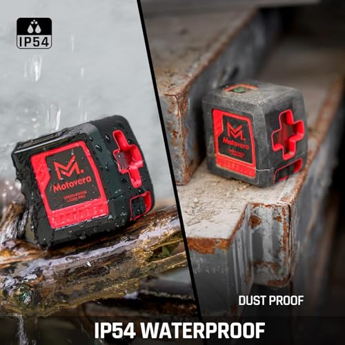 Self-Leveling Laser Level, 100Ft Green Cross Line Rotary Laser Tool - 4 Brightness Modes, Manual & Pulse Mode for Indoor/Outdoor Use, IP54 Waterproof with Carrying Bag - size: M
