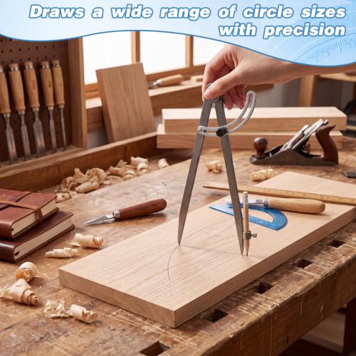 12 Inch Professional Compass for Woodworking with Wing & Protractor, Blue - color: Blue, size: 12 Inch