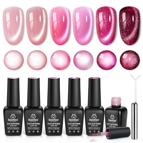 Beetles Pulse of Love Pink Cat Eye Gel Nail Polish Set, 6 Colors Pink Gel - color: A - Cat Eye | Pulse of Love