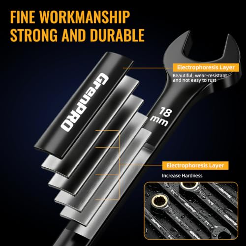 GRENPRO 23PCS Ratcheting Combination Wrench Set SAE Metric Mechanic Tools - style: 23PCS Ratcheting Wrench Set (Metric&SAE)