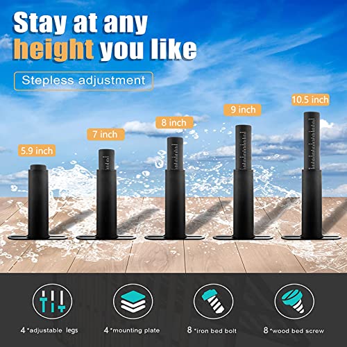 6-10.5in Bed Support Legs for Bed Frame Support,Slat Support 4PC - size: 4pcs (6-10.5 in Adjustable)