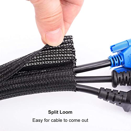 ZhiYo Cable Sleeve, 6.6ft - 1.2 inch, Black - color: Black, size: 6.6ft, 1.2inch
