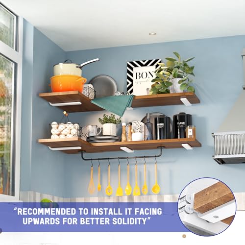 Goovilla Shelf Bracket, Floating Shelf Brackets 10 inch Long, 6 Pack, White - size: 10 Inch, style: White 6Pack