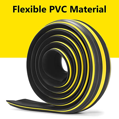 10 ft Floor Cable Cover Protector, Heavy Duty PVC Duct Easy to Unroll, Prevent Trip Hazard for Home Office or Outdoor Settings - size: 10 Feet - Black and Yellow - 1 Pack