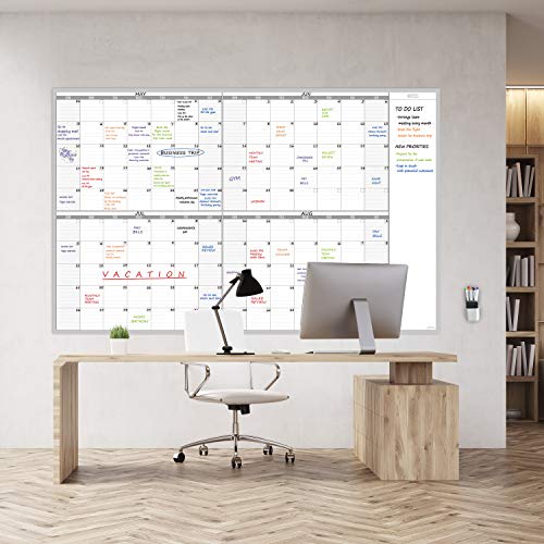 Large Dry Erase Wall Calendar 60" x 38" - Premium New Laminate - Blank Undated, Reusable & Erasable 4 Month Planner -Classroom, Office, Project & Family Schedule - size: 60"x38"4Month