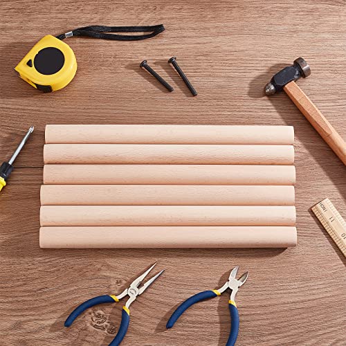 OLYCRAFT 6Pcs Dowel Rods Wood Sticks 1 x 12 Inch Beech Wood Sticks Unfinished Dowel Round Wooden Craft Sticks for DIY Projects Crafting Wooden Craft Sticks Carpenters - size: 300x25mm