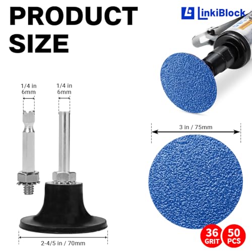 50Pcs 3 inch R-Type Quick Change Zirconia Surface Conditioning Sanding Discs Set 36 Grit with Adapter & Backing Pad - style: 36 Grit
