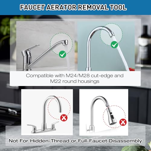 2pcs Faucet Aerator Removal wrench with gloves,Faucet Bubbler Wrench Kit,Faucet Aerator Disassembly Wrench Tool for Kitchen Sink Bathroom Tap Aerator, Installing Faucet Removal Repair Spanner Tool