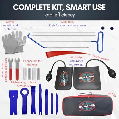 22-Piece Stainless Steel Car Repair Kit, Air Wedge & Carry Bag