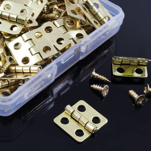 Mini Hinges, 13 x 12 mm, Brass, 50 Pcs - color: Gold(50pcs), size: 13 x 12mm