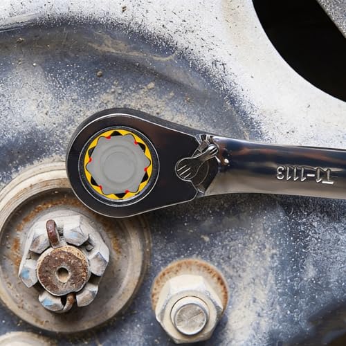 BLACK CANYON 1/4 Inch Ratchet Combination Wrench, 12-Point Box End & Hex Opening, Polished Steel Ratcheting Wrench with SAE & Metric Sizes - size: 1/4 Inch, style: Inch