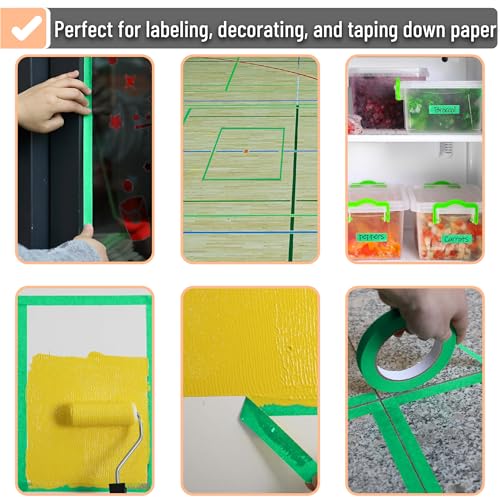 Mr. Pen- Green Masking Tape, 0.6 Inch Wide, 3 Rolls, 3 x 55 Yards, Green - color: Green