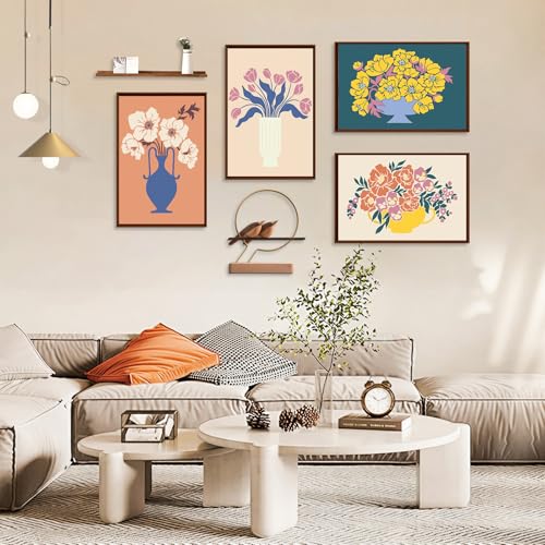 4 Pack Paint by Numbers Kit for Adults with Frame, Flowers & Floral Vase - color: OP4FUS2510-03