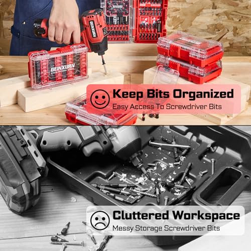 Geinxurn 1Pc Red Storage Box Case, small parts box with detachable divider, Screwdriver Bit Set Box - style: STKB001-RD