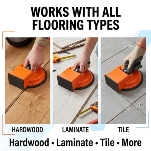 Heavy Duty Floor Gap Fixer Tool with 5pcs Sticky Pads, Vacuum Suction Cup Plank Puller for Laminate Hardwood Tile Flooring Repair