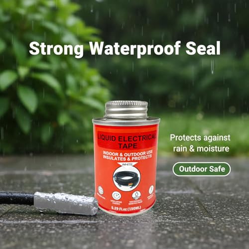 150ml Liquid Electrical Tape Insulating Repair Glue, Quick-Drying Waterproof High Temp Resistant Insulation Coating with Brush Cap for Wires Cables Outdoor Electrical Equipment Fixing (White) - color: White