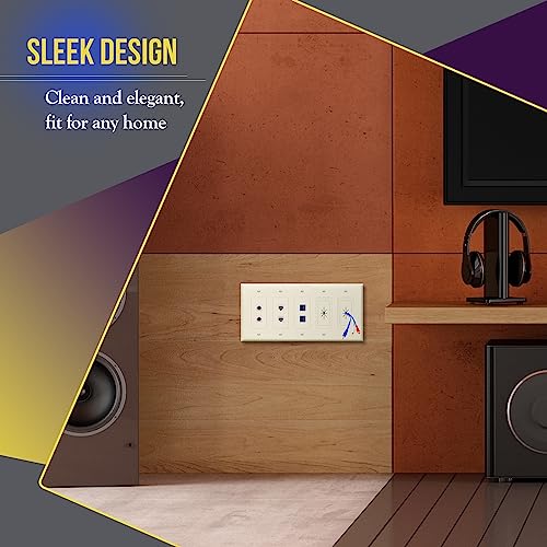 ENERLITES 5-Gang Mid-Size Decorator Switch Outlet Wall Plate Cover, 1 Pack - color: Light Almond, size: Mid-size