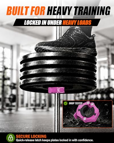MAXRICH Ultra-Thin 1-Inch Barbell Clamps, Quick Release Weight Clips for 23–30mm Bars, Secure Barbell Collars for Home Gym - color: Rose