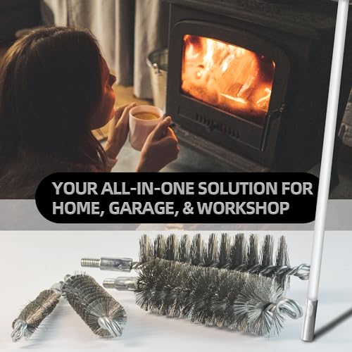 Drill-Powered Chimney Brush & Pipe Cleaning Brush Kit