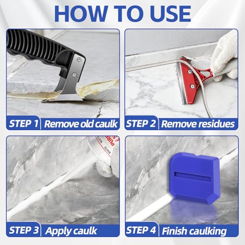 25 PCS Caulking Tool Kit-Caulk Remover,Grout Scraper,Sealant Finishing Tool
