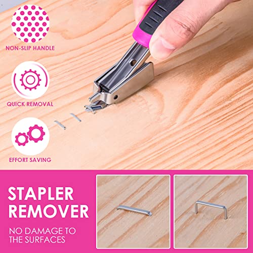33Pcs Pink Staple Gun Tool Set, 3 in 1 Upholstery Staple Gun for Wood Heavy Duty and 900 Staples, Perfect for DIY Decoration, Crafts, Carpentry, Arts, Pink Tool Kit for Women