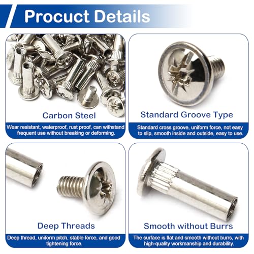 20 Sets Furniture Joint Connector Bolt & Cap Nuts Kits (35mm Sleeve) - size: M5 x 35mm