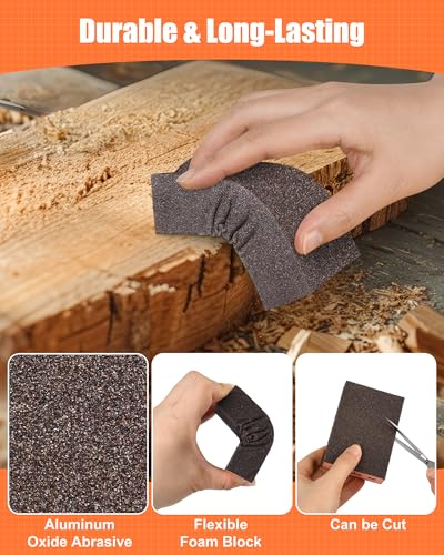 10 Pack Sanding Sponge, Washable and Reusable Sanding Block, Wet or Dry Use