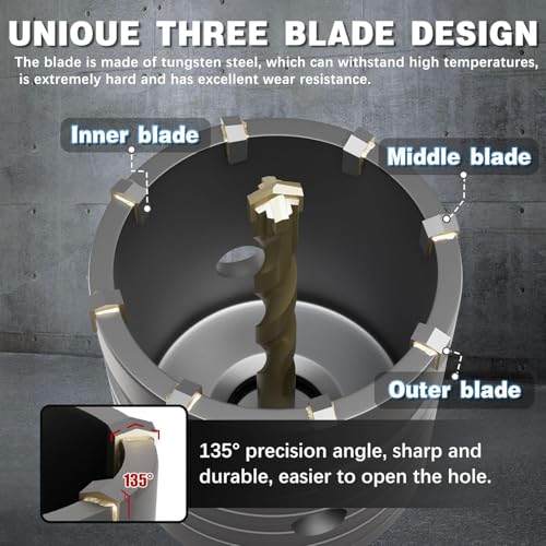 4" Concrete Hole Saw,100mm Masonry Hole Saw, with 220mm SDS Plus Shank Connecting Rod for Concrete Brick Cement Stone Wall Drilling Home Improvement - size: （4" 100mm)
