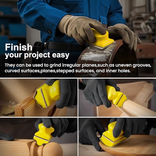 S SATC 16-PCS Hand Sanding Block Set With 40 Sheets Hook And Loop Sandpaper Kit, Interchangeable Assorted Convex & Concave Shapes for Automotive Body, Crafts, Sand Wood Woodworking Furniture - style: 16 PCS Sanding Block with 40 Sheets