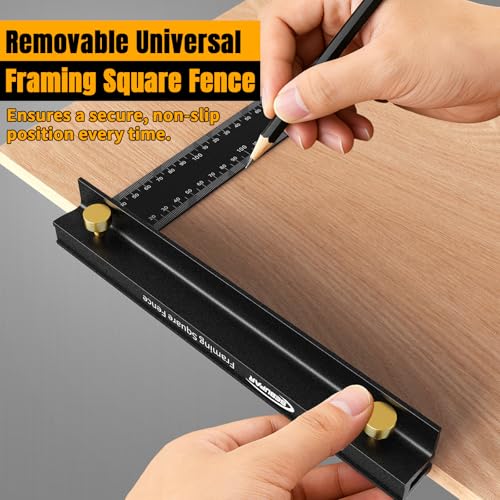 Removable Carpenter Framing Square Fence, 7-7/8 Inch Heavy Duty Aluminum Framing Square Fence for Woodworking, Precision Marking Square for Wood Framing, Lightweight & Easy to Use