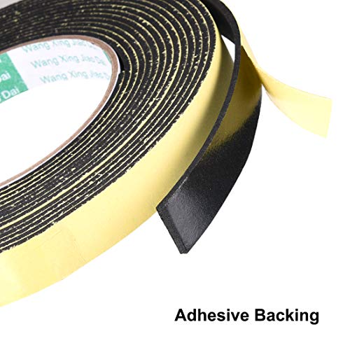 uxcell Sealing Foam Tape 15mm Wide 2mm Thick 5m/16.4ft Long, Self Adhesive Weather Strip for Window Door Insulation, Pack of 2 - size: 15mmx2mmx5m