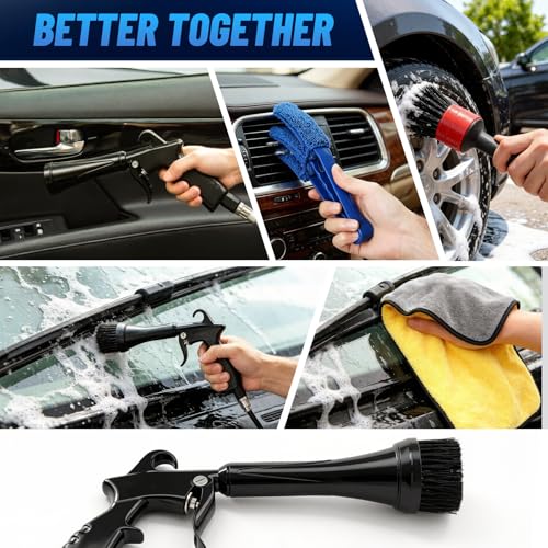 Tornado Air Blow Gun Kit, High Pressure Pneumatic Air Duster for Car Detailing, Metal Nozzle Car Cleaning Gun with Multi-Accessory Cleaning Kit for Interior, Engine and Workshop Cleaning