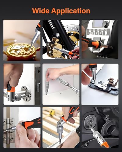 Ratcheting Screwdriver Set, 68 in 1 Socket Set & Magnetic Screwdriver Bit Set with Rotatable Ratchet Handles, Extensions Bar and Storage Case for Phone, Computer, Bike, Car, Electronics Maintenance - color: Orange