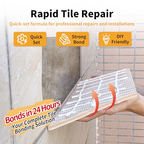 Heavy Duty Tile Adhesive & Repair Glue (10.5oz) – Strong Bonding Kit for Loose Ceramic, Porcelain & Stone – Instant Fix for Hollow Floors & Walls – Easy Squeeze, No-Mess Application
