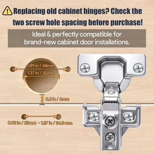 Mousike 30 Pack (15 Pair) Soft Close Cabinet Hinges, 1/2 Overlay Soft Close Hinges for Kitchen Cabinet, Stainless Steel, Built-in Damper, 100 Degree Opening Angle, 6 Way Adjustment - color: Silver, size: 30 Pack