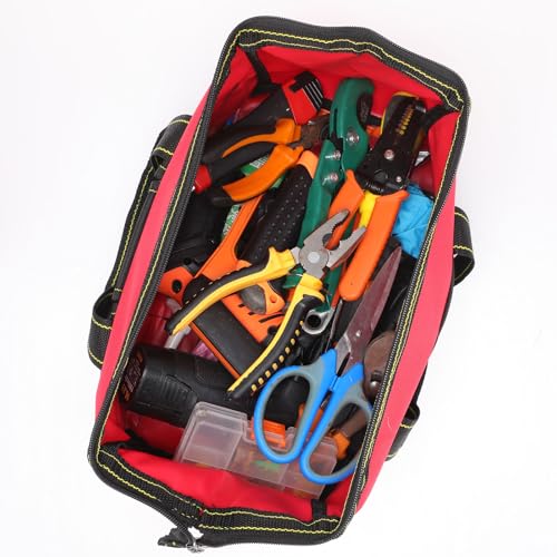 Sanwuta 3 Pack 16 Inch Tool Bags, Classic, Red, Army Green, Blue - color: Red, Army Green, Blue, size: 16 Inch, style: Classic