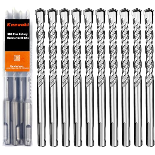 SDS Plus Rotary Hammer Drill Bit Set - 10-Piece 1/2"x 6" Concrete Masonry Drill Bits for Brick, Cement & Stone - Durable Alloy Tip, Fast Drilling - size: 1/2"x 6"