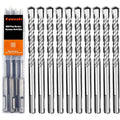 SDS Plus Rotary Hammer Drill Bit Set - 10-Piece 1/2"x 6" Concrete Masonry Drill Bits for Brick, Cement & Stone - Durable Alloy Tip, Fast Drilling - size: 1/2"x 6"