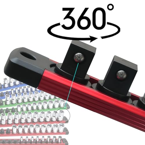 Magnetic Socket Organizer 9-Piece for 1/4, 3/8, 1/2 Sockets Red/Blue/Green