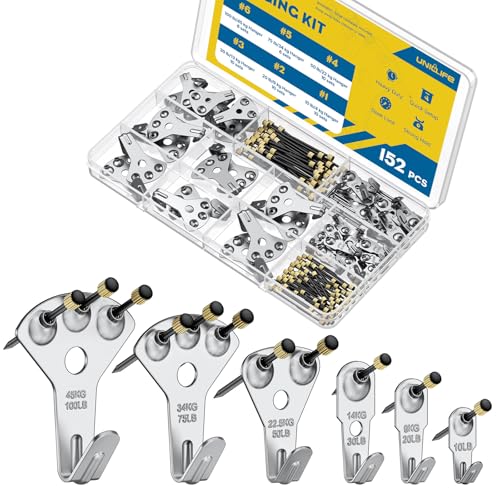 Uniclife 152 Pcs Heavy Duty Picture Hanging Kit,Picture Hanging Hook,Silver - size: 152 Pcs, style: Silver