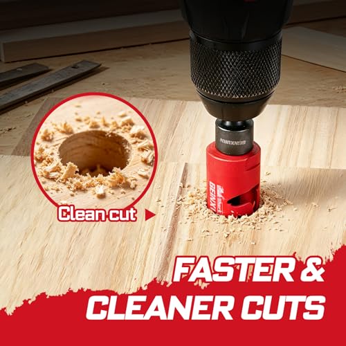 Geinxurn 7PCS Hole Saw Kit 7/8'' to 2-1/8'' (22mm-54mm) with Hole Saw Mandrel and Hex Wrench,HSS Bi-Metal Hole Cutter with Shark Tooth for Wood,Drywall, PVC Boards and Thin Metal - color: 7PCS 7/8“-2-1/8” Hole Saw Set with Mandrel