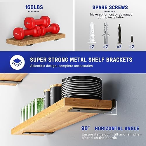 Goovilla Shelf Bracket, Floating Shelf Brackets 8 inch Long, 6 Pack, Black - size: 8 Inch, style: Black 6Pack